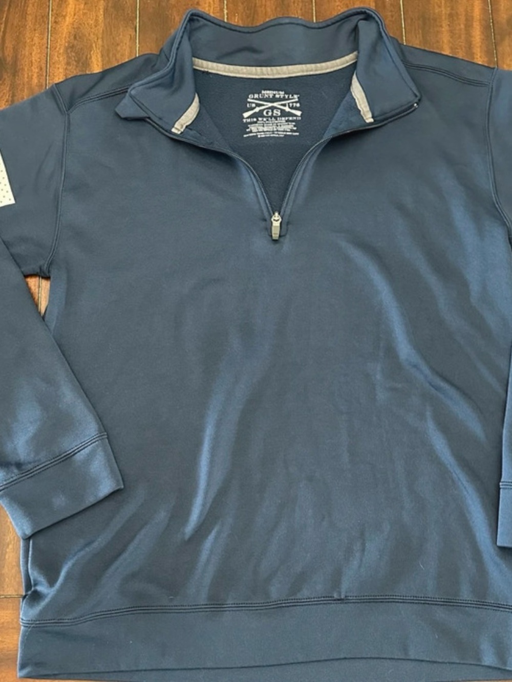 Grunt Style Navy Quarter-Zip Pullover with Tan Trim